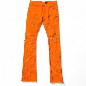 Kloud 9 Orange distressed straight leg jeans MEN SIZE L